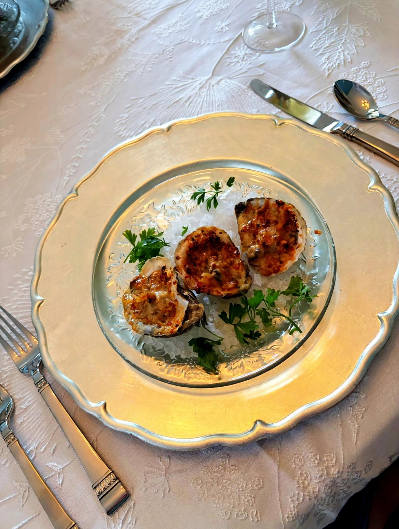Fresh oysters on ice by Chef Tony